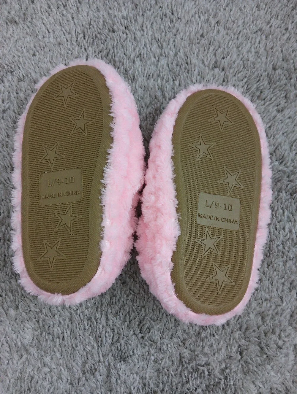 Girls Pink Plush Bunny Slipper Shoes Size L/9-10